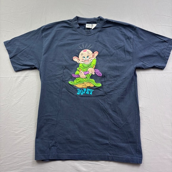 The Disney Store Other - Vintage Disney Store Dopey Embroidered T-Shirt Navy Blue Mens XL Snow White 90s